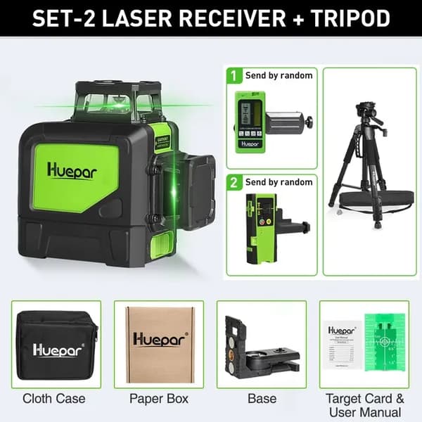 Laser Niveau, 8 Linjer, Selvnivellerende, Vandret & Lodret, Kun Laser Niveau