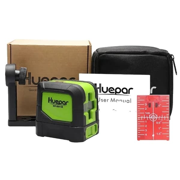 Huepar 2 Linjer Laser Niveau - Selvnivellerende, Grøn Rød Stråle, Vandret & Lodret Kryds-Linje Red Laser Level