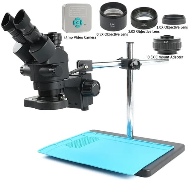 Stereo mikroskop, Simul-Focal Zoom, LED-ringljus, 48MP
