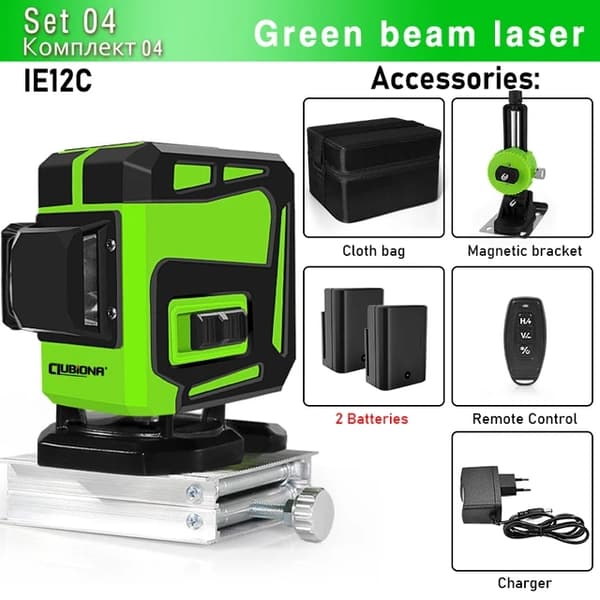 Vihreä laser-taso, 360 vaakasuora pystysuora ristiviiva, itsetasaus, IE12S DC11G