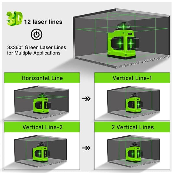 Laser Niveau, Fjernbetjening, Grøn Linje, IE12G-BL12-H15