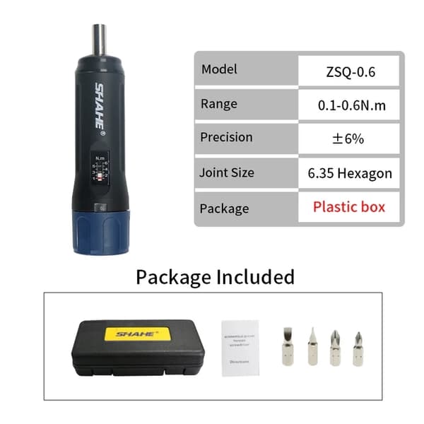 Vridmomentsskruvmejsel, hög precision, ekonomisk, ZSQ-06 plastfodral