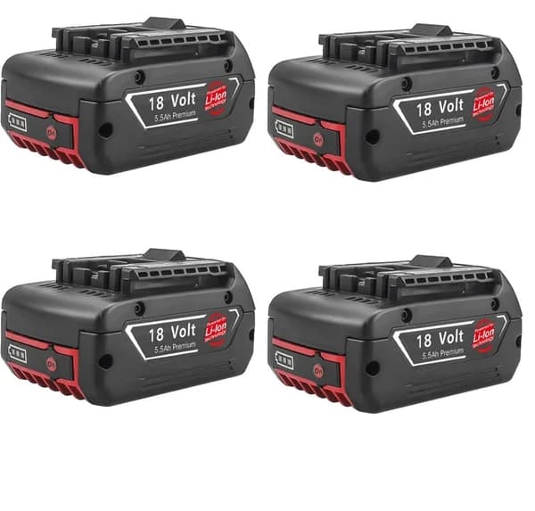Bosch 18V batteri, 55 Ah kapacitet, Kompatibel med BAT609 och BAT618, 4 st