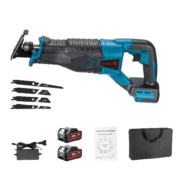 Elektrisk Reciprocating Saw, 3000W Strøm, Kompatibel med Makita 18V Batteri, 2 Batteri EU-stik
