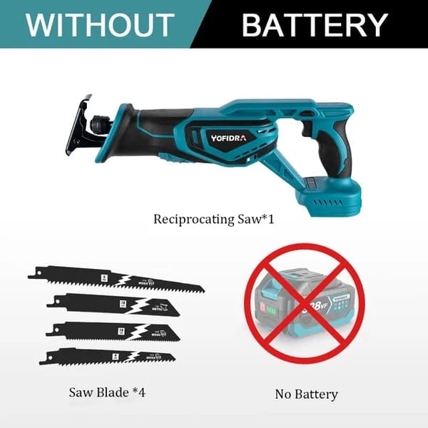 Reciproksav, børsteløs motor, 4 stk. savklinger, Ingen batteri, EU
