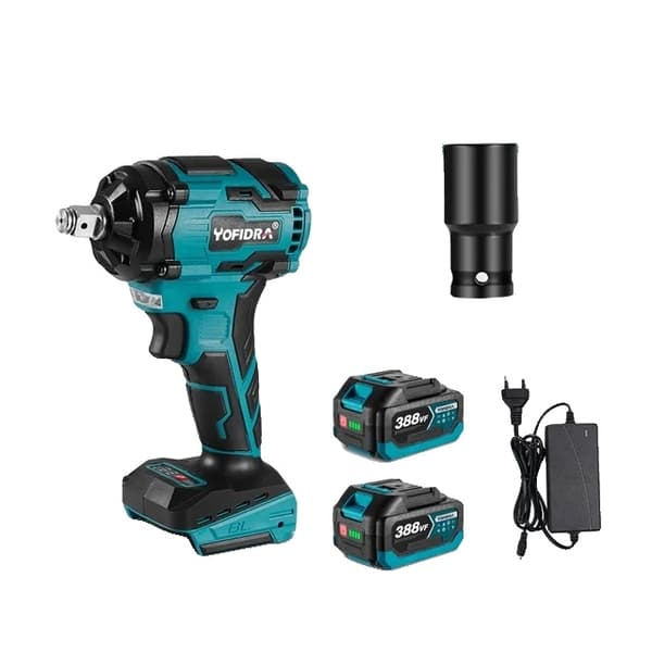 Elektrisk Slagnøgle, Trådløs Genopladelig, Kompatibel med Makita 18V Batteri, 2 Batteri-sæt B 2 Battery-Set A