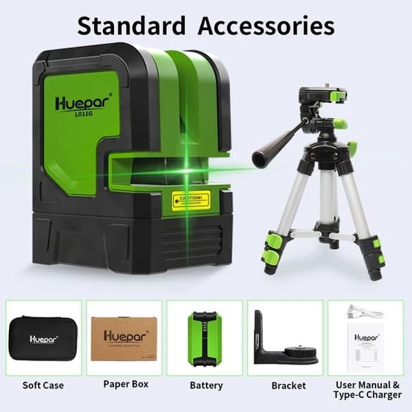 Laser Niveau Kit, Grøn Stråle, Selvnivellerende, Sæt 3