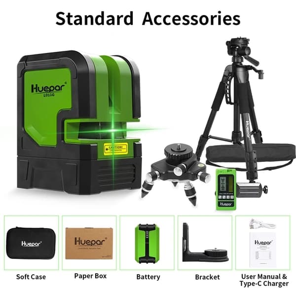 Laser Niveau Kit, Grøn Stråle, Selvnivellerende, Sæt 3
