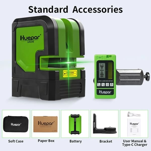 Laser Niveau Kit, Grøn Stråle, Selvnivellerende, Sæt 3