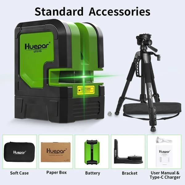 Laser Niveau Kit, Grøn Stråle, Selvnivellerende, Sæt 3