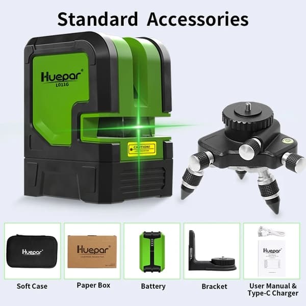 Laser Niveau Kit, Grøn Stråle, Selvnivellerende, Sæt 3