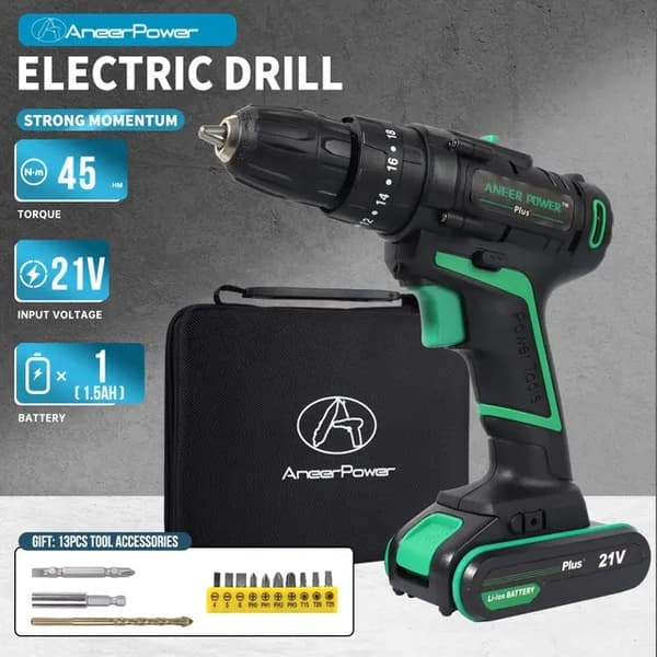 Trådløs Slagboremaskine, 21V Strøm, Lithium Batteri, 21VZH1