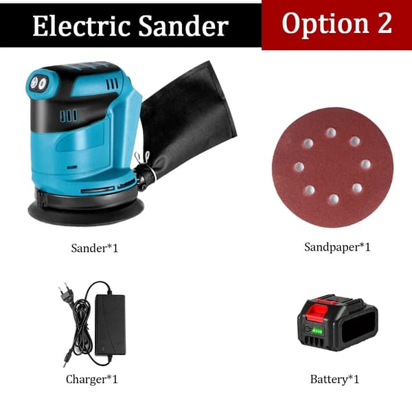 Elektrisk Orbital Sliber, Børstemotor, Kompatibilitet med 18V Makita Batteri, Guld