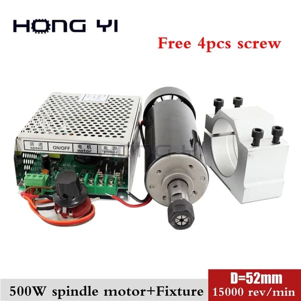 CNC Spindelmotor, 05 kW Effekt, Hastighedsregulator, 500w spindelsæt
