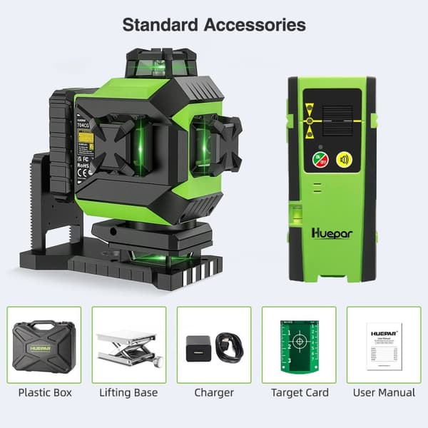 Laser Niveau, Selvnivellerende, Grøn Stråle, Med LR-6RG