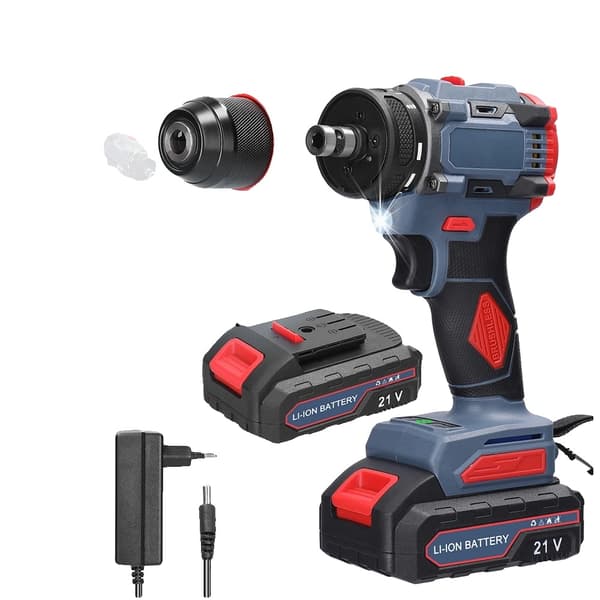 Børsteløs motor, 45Nm/55Nm moment, 2i1 boremaskine, 21V 2 batteri, EU