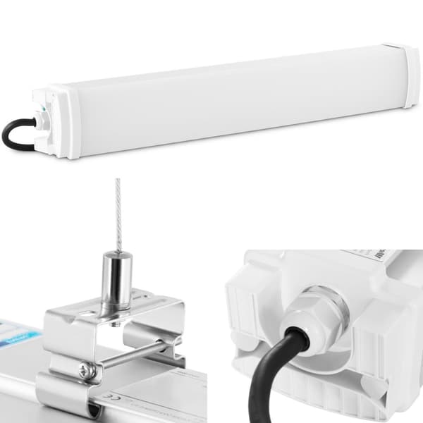 LED-valaisin vedenpitävä hermeettinen työpajavarastoon IP65 2200 lm 60 cm 20 W