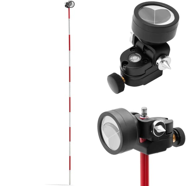 Miniprisma avståndsmätare spegel med stång silverbeläggning dia. 3,5 cm 1,26 m