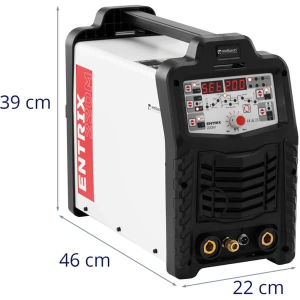 Digital aluminiumssvejsemaskine ENTRIX TIG HF AC/DC Puls MMA 200A 230V