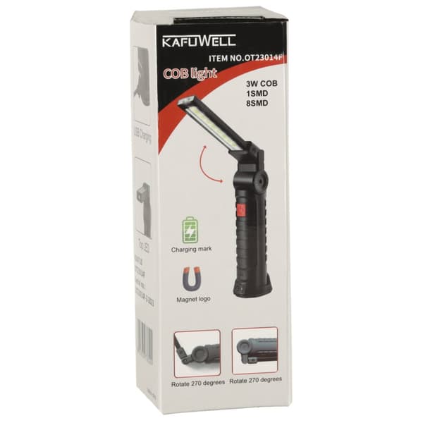 Værkstedslampe USB lommelygte 5 modes magnetkrog genopladeligt batteri 1200 mAh 200 lm KAFUWELL