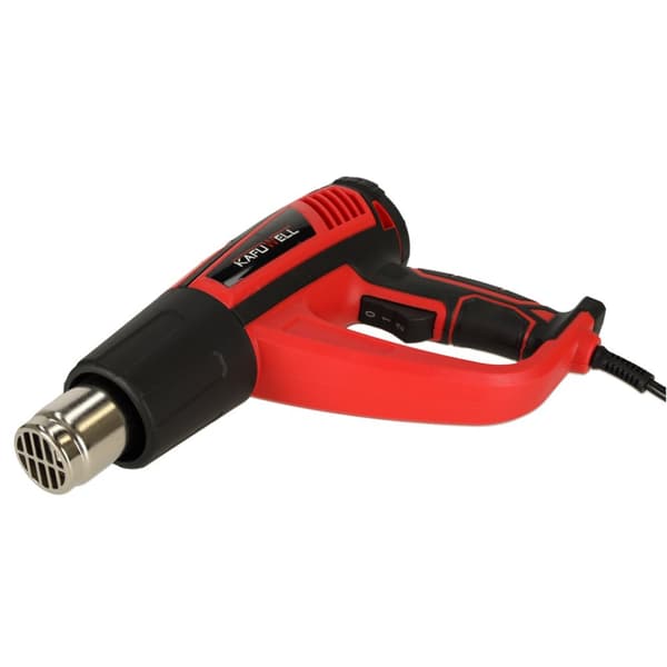KAFUWELL Elektrisk varmepistol med temperaturstyring 0-600 grader C luftstrøm 300-500 l/min + 4 udskiftelige spidser 1850W