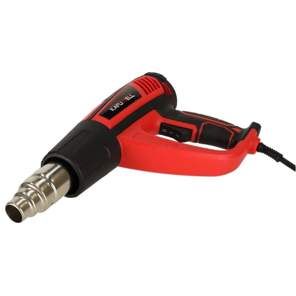 KAFUWELL Elektrisk varmepistol med temperaturstyring 0-600 grader C luftstrøm 300-500 l/min + 4 udskiftelige spidser 1850W