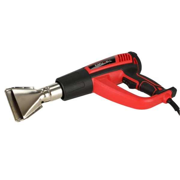 KAFUWELL Elektrisk varmepistol med temperaturstyring 0-600 grader C luftstrøm 300-500 l/min + 4 udskiftelige spidser 1850W