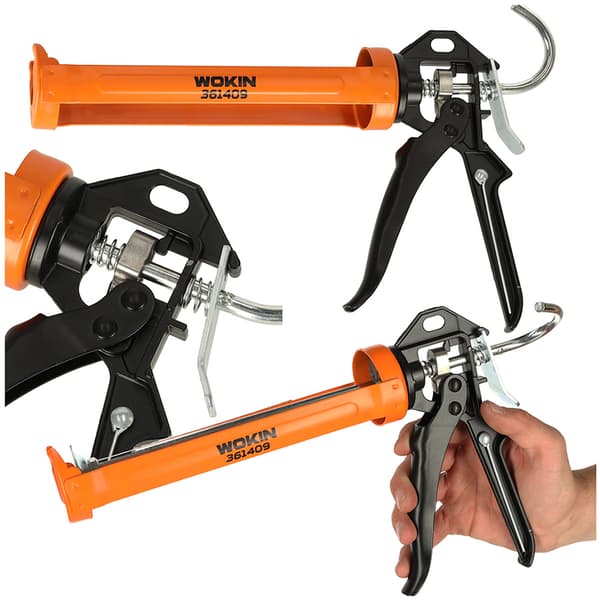 Squeezer pistol til silikone, akryl, limpatroner, roterende krop, 360 255 mm WOKIN