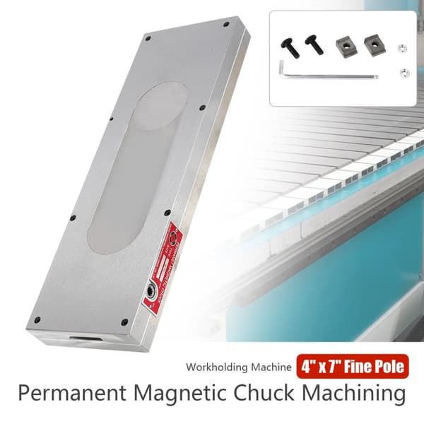 Permanent magnetisk chuck 4" x 7", hög sugkraft 120N, precisionstillverkning