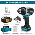 Miniatyrbillede 2 af 2: Børsteløs elektrisk slagværktøj, 1800N.M moment, drevet af 18V batteri.,2 Batteri PlastikBoks