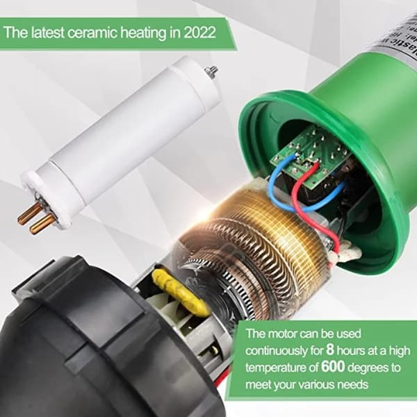 Plast Svejsevarmepistol, 40-600 ℃ Justerbar Temperatur, 1600W Effekt