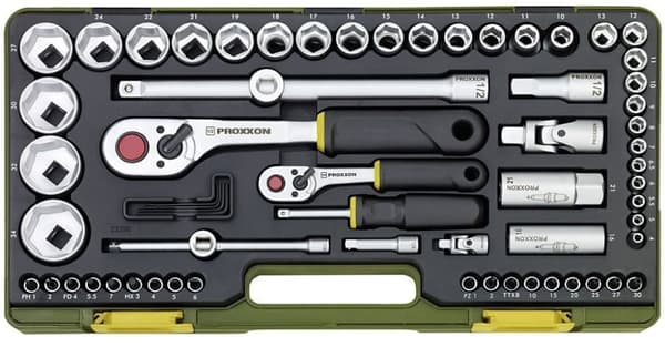Työkalusarja  Proxxon 1/4''+1/2''; 65 kpl.