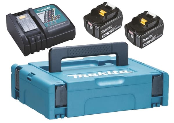 Akku Makita 197624-2; 18 V; 2x5,0 Ah; Li-ion + laturi DC18RC + Kantolaukku