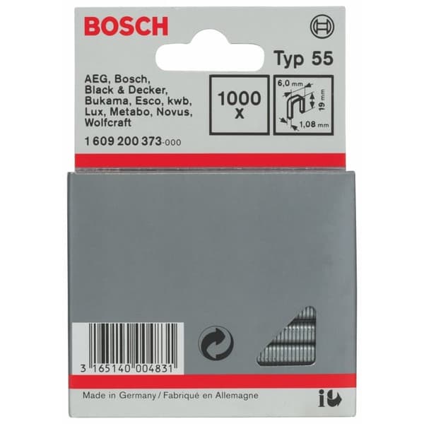 Niitit Bosch; 6x19 mm; 1000 vnt.; tipas 55; teräs