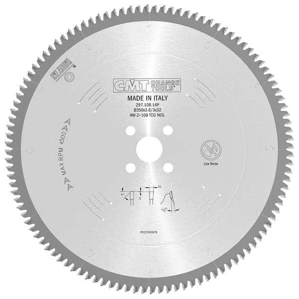 Pöyrösahantetä alumiinille CMT 297; 350x3,2x32; Z108; -6°