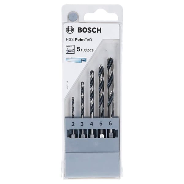 Metalliporanteräsarja Bosch HSS PointTeQ; 2-6 mm; 5 kpl.
