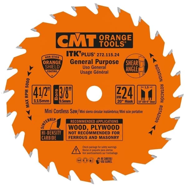 Katkaisuterä puulle CMT ITK-Plus® 271; 115x1,5x9,5; Z24; 20°
