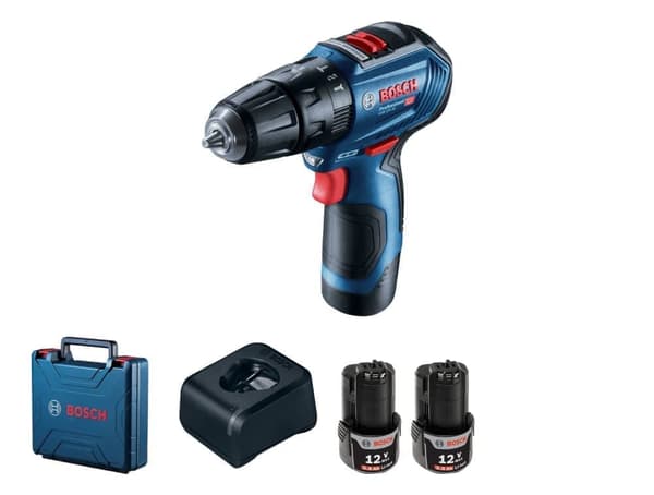 Iskupora / ruuvinväännin Bosch GSB 12V-30; 12 V; 2x2,0 Ah akku