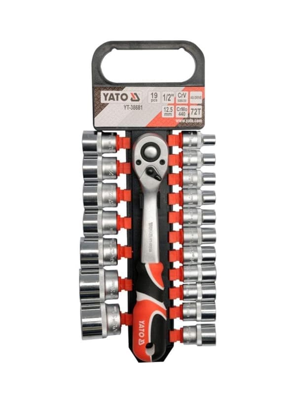 Hylsysarja Yato YT-38681; 1/2''; 19 kpl.