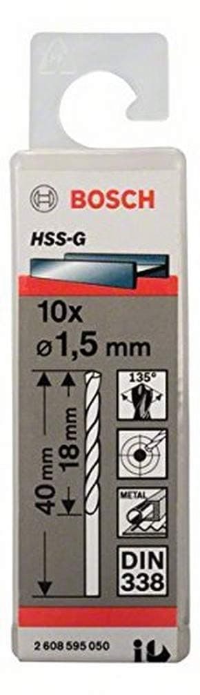Metalliporanterä Bosch HSS-G; DIN 338; 1,5x40 mm; 10 kpl.