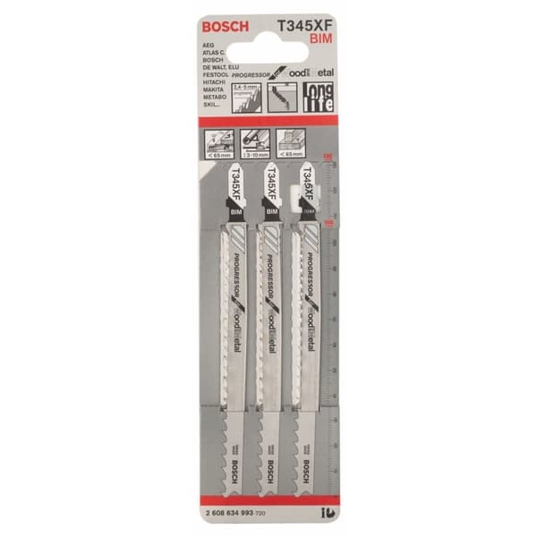 Pistosahanterä Bosch T 345 XF; 3 kpl.