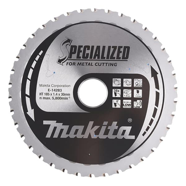 Katkaisulaikka metalli Makita E-14283; 185x30 mm; Z38; 0°