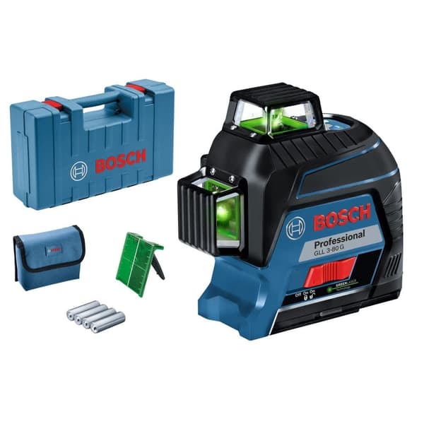 Linjalaser Bosch GLL 3-80 G musta, Sininen, Punainen