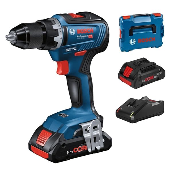 Pora/ruuvinväännin Bosch GSR 18V-55 ProCORE; 18 V; 2x4,0 Ah akku