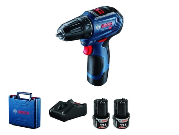Pora/ruuvinväännin Bosch GSR 12V-30; 12 V; 2x2,0 Ah akku