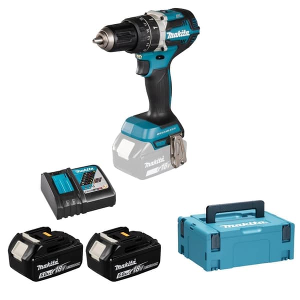 Iskupora / ruuvinväännin Makita DHP484RTJ; 18 V; 2x5,0 Ah akku