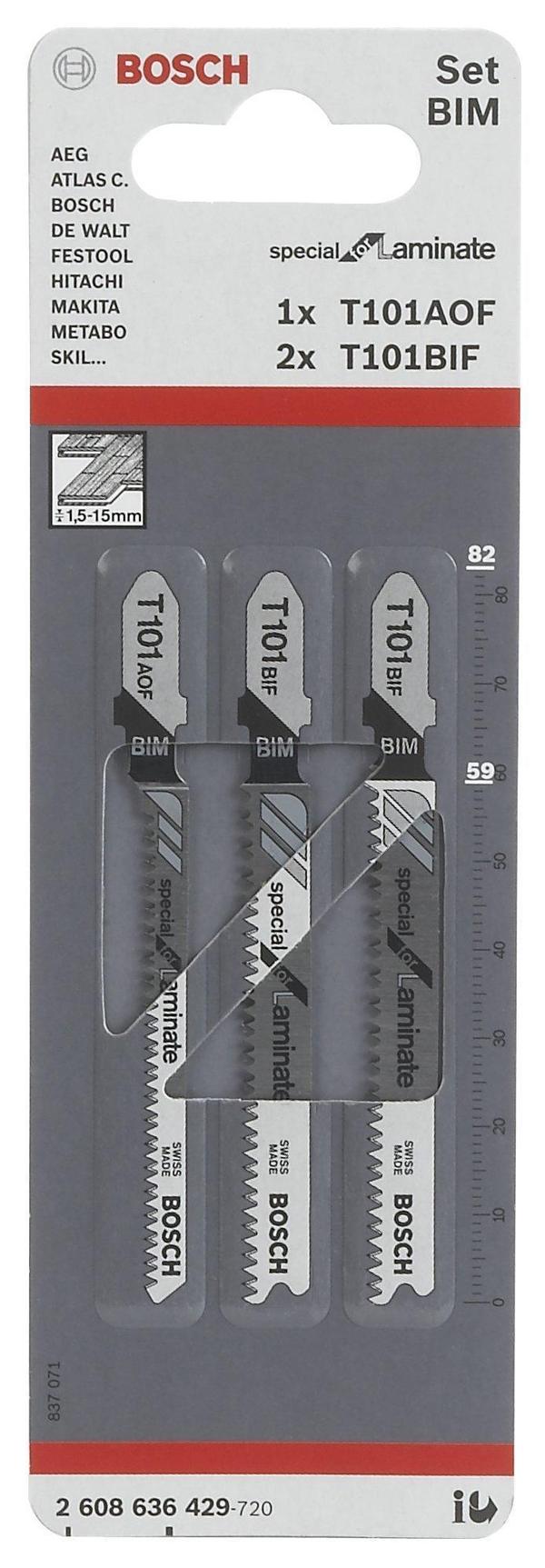 Pistosahanteräsetti Bosch T101BIF; T101AOF; 3 kpl.