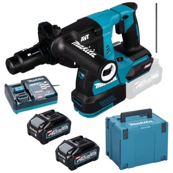 Akkukäyttöinen poravasara Makita HR004GM201; XGT; 40 V; 2x4,0 Ah akku