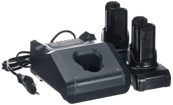 Tarvikesarja Bosch GBA; 12 V; 2x6,0 Ah + laturi GAL 12V-40