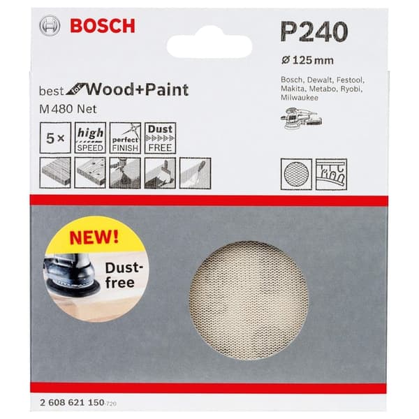 Hiomapaperi Bosch M480; 125 mm; P240; 5 kpl.